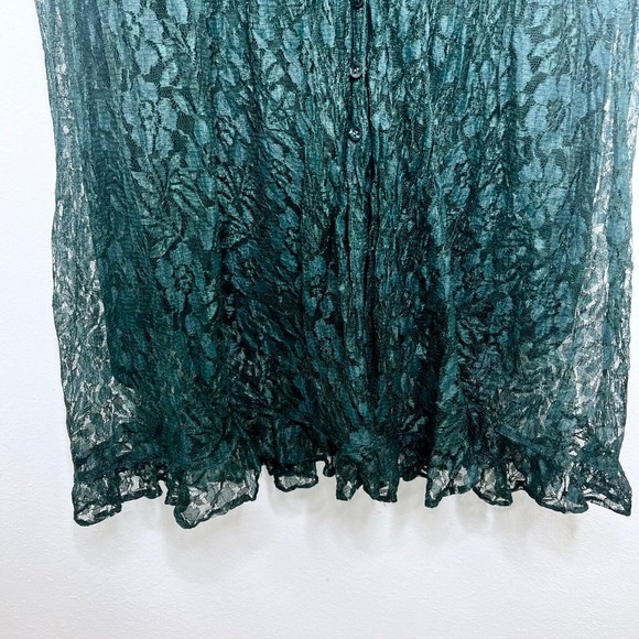 Nostalgia Dark Green Long Sleeve Lace Maxi Dress Grunge Gothic Academia Small - Picture 3 of 7